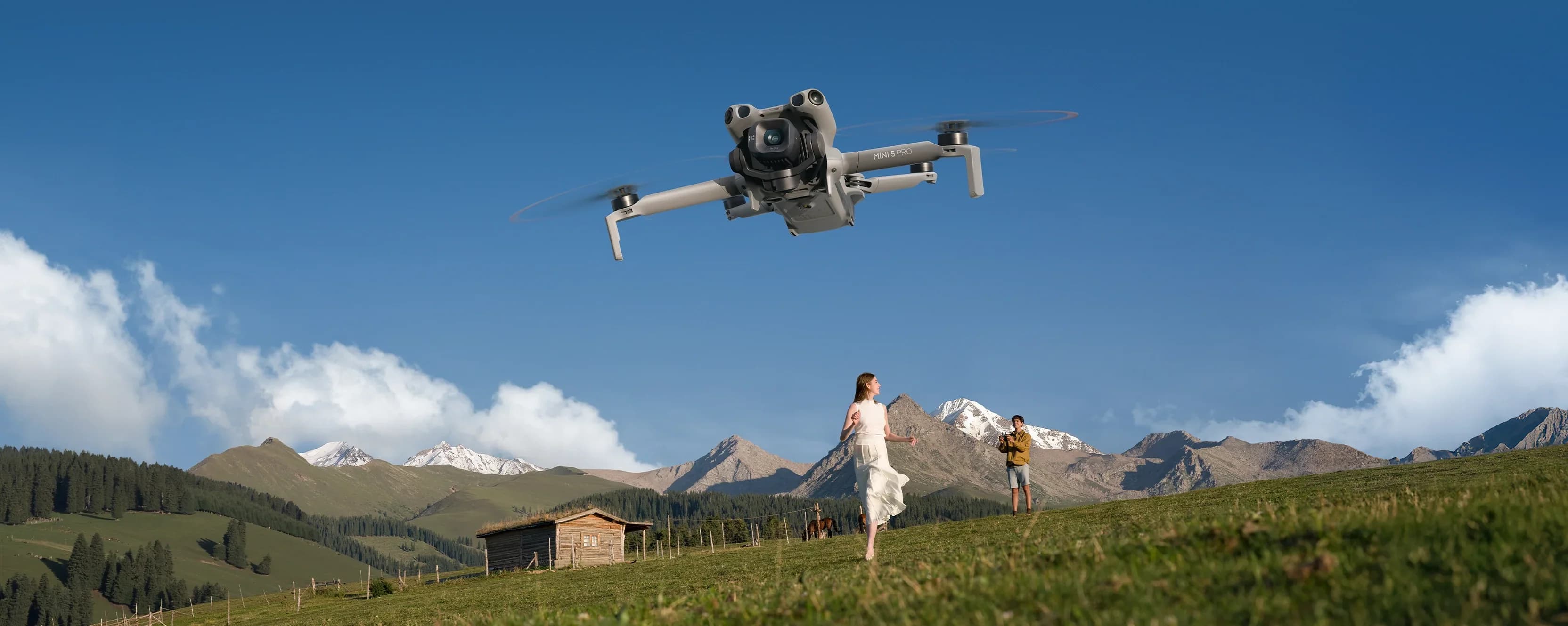 DJI Mini 5 Pro flying outdoors